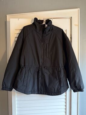 Old Navy Active Black Anorak Jacket Coat Size Large Petite utility gorpcore